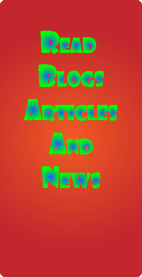Colorful text on a red background link to reading blogs, articles, and news.